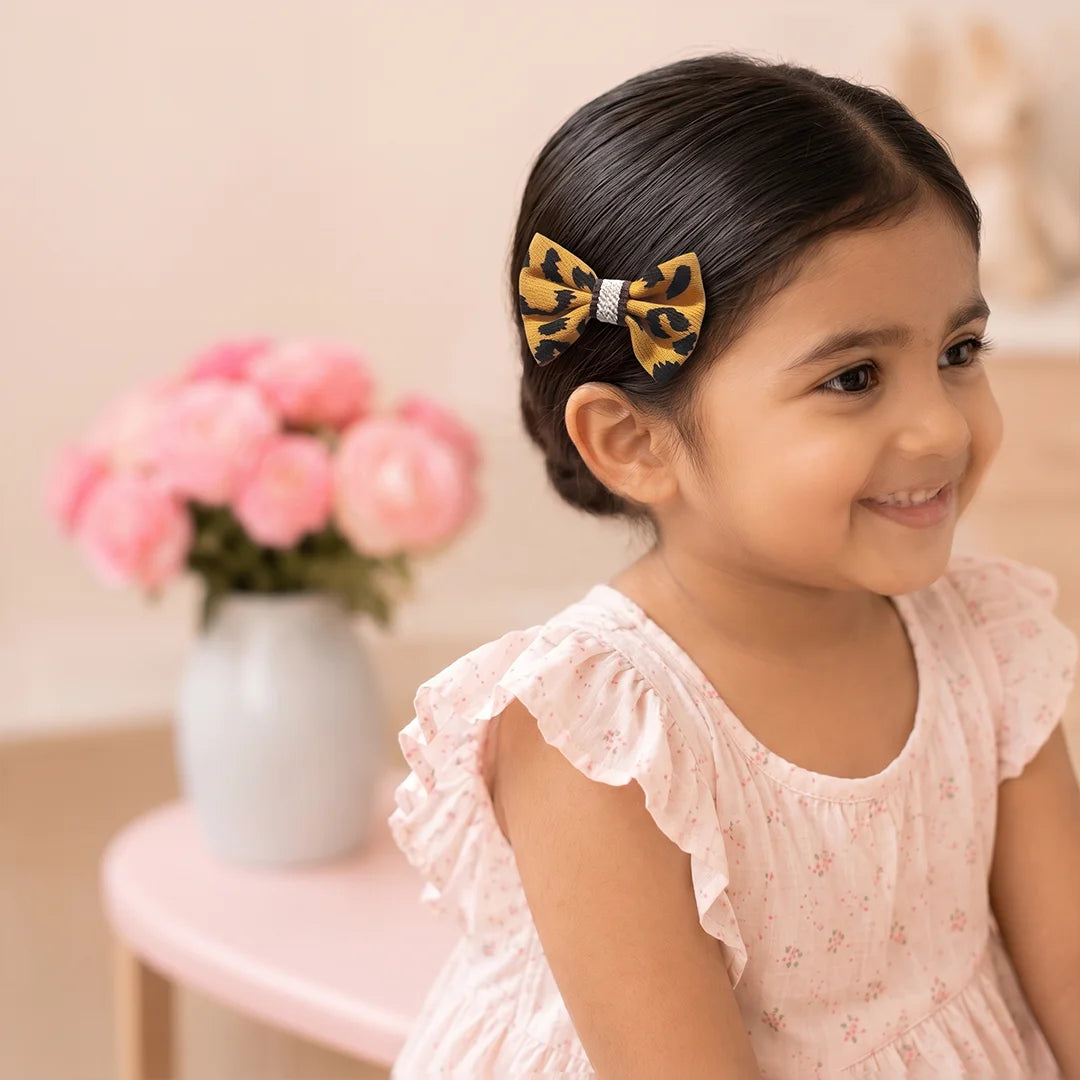 Mustard Bow-Tie Hair Pin - Kids