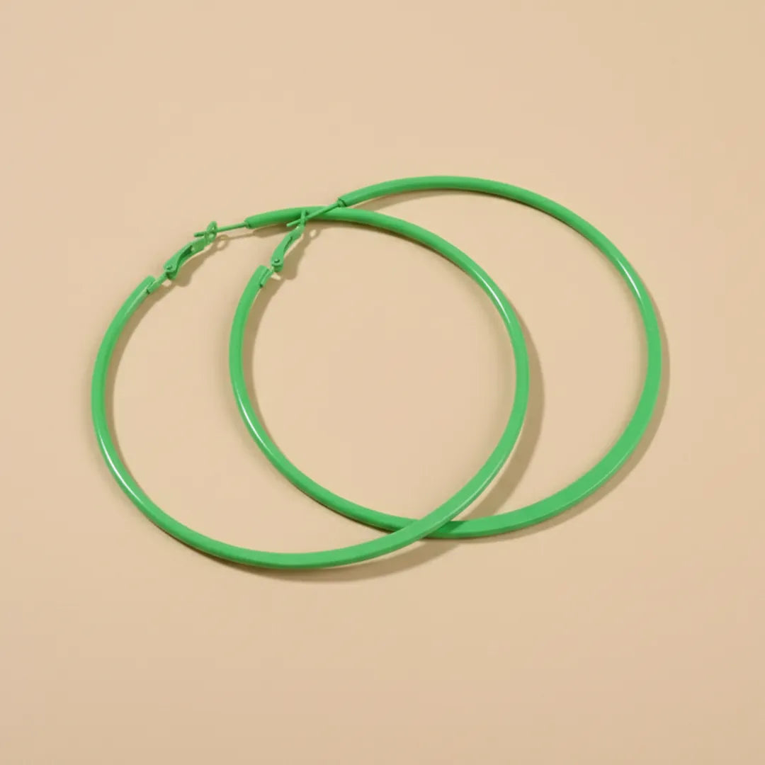 Neon Green Metallic Earrings - Extra Large