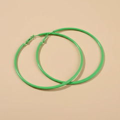 Neon Green Metallic Earrings - Extra Large