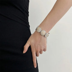 Off White Handpainted Metallic Bracelet