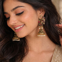 Peacock Classic Jhumka Earrings