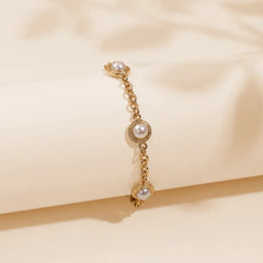 Pearl Chain Golden Bracelet