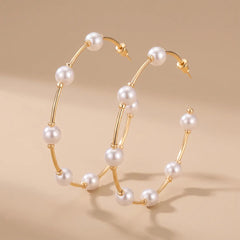 Pearl Hoop Earrings - Large