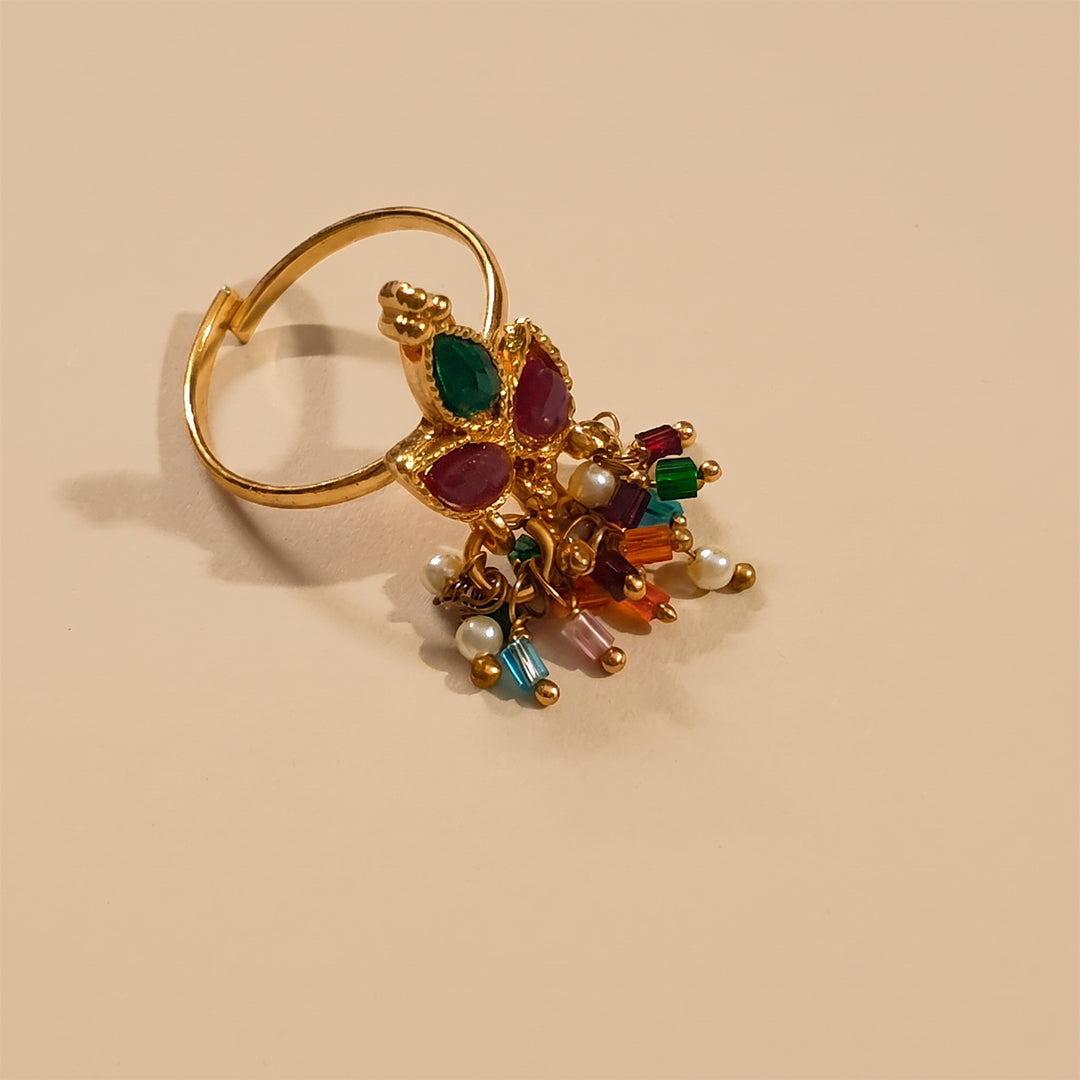 Petal Green Red Toe Ring - Sizeable