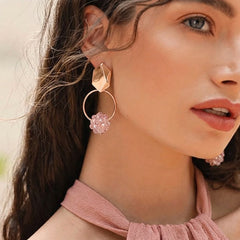 Pink Crystal Hoop Earrings