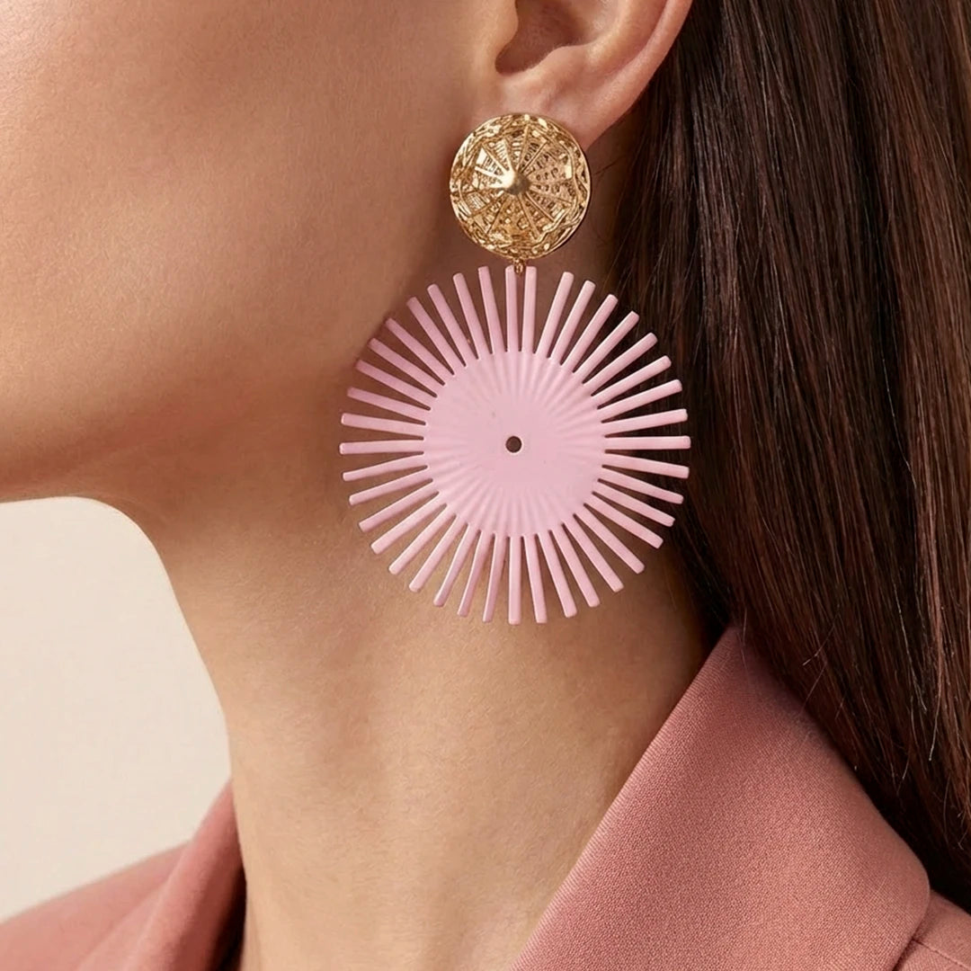Pink Metallic Rays Earrings