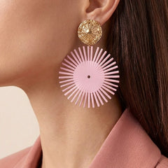 Pink Metallic Rays Earrings