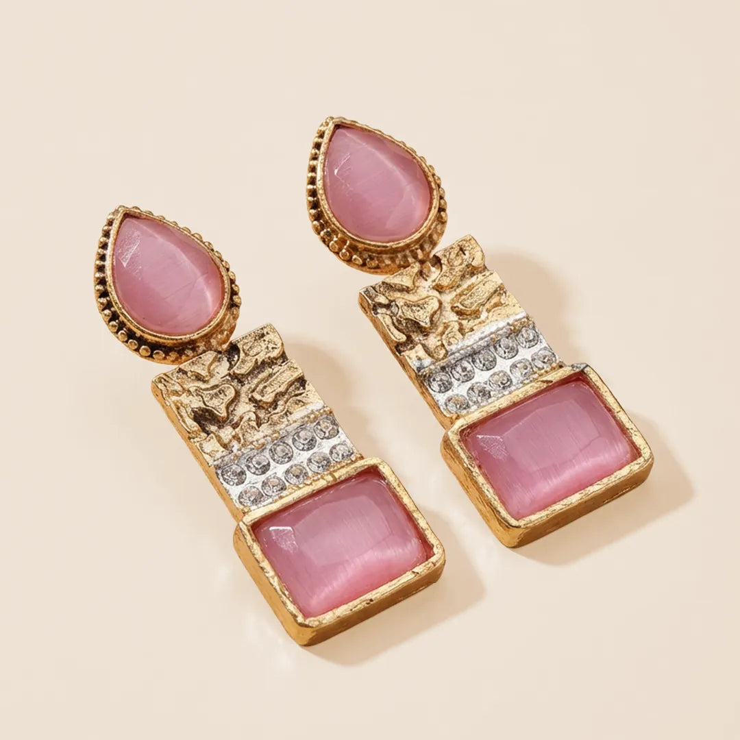 Pink Stone Egyptian Earrings