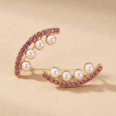 Pink Stone Pearl Earrings