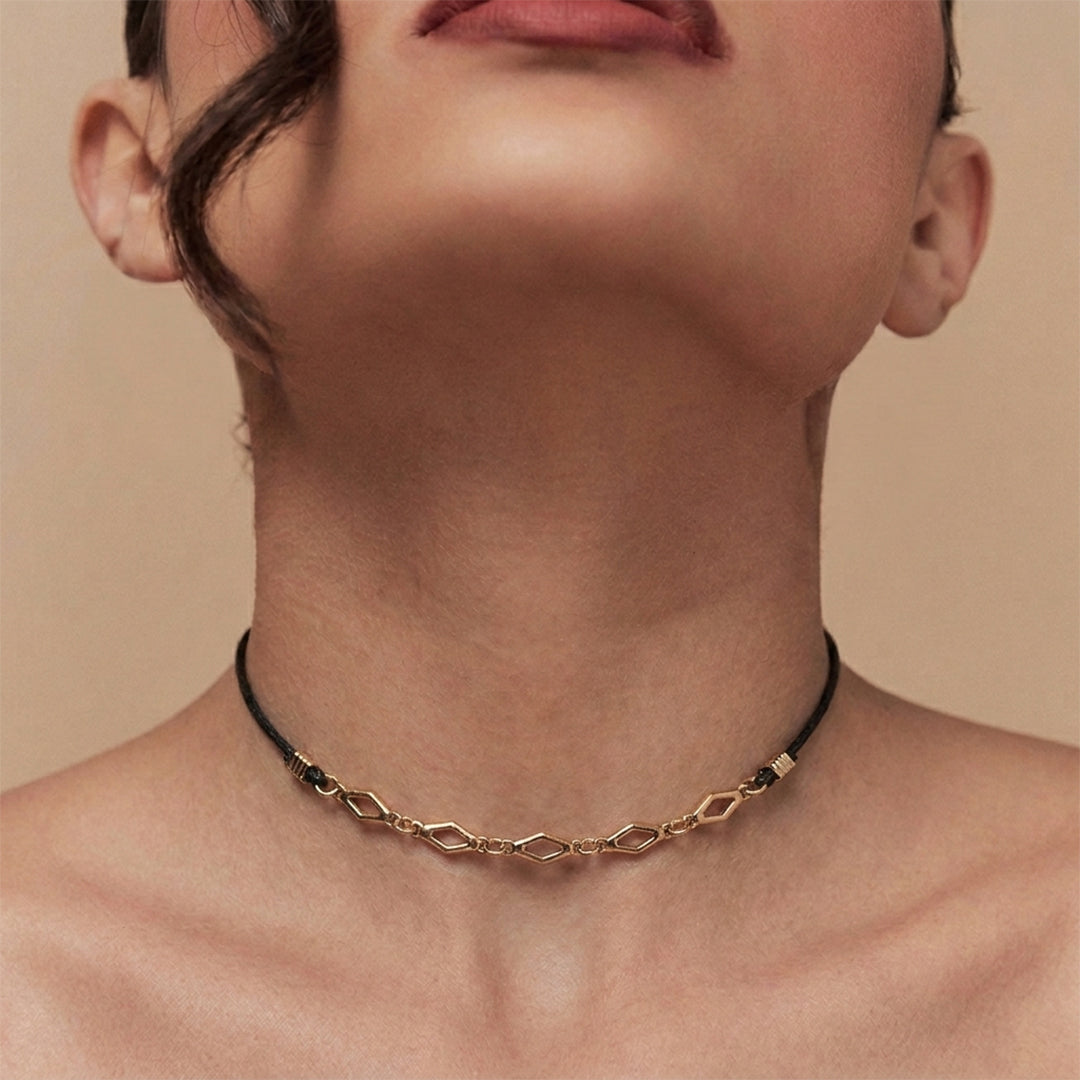 Polygon Black String Choker