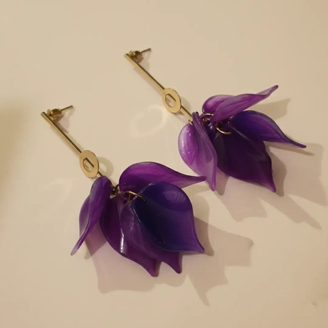 Purple Acrylic Floral Earrings