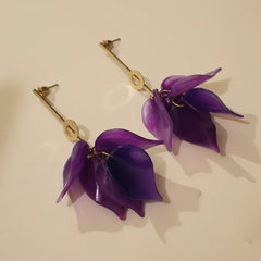 Purple Acrylic Floral Earrings