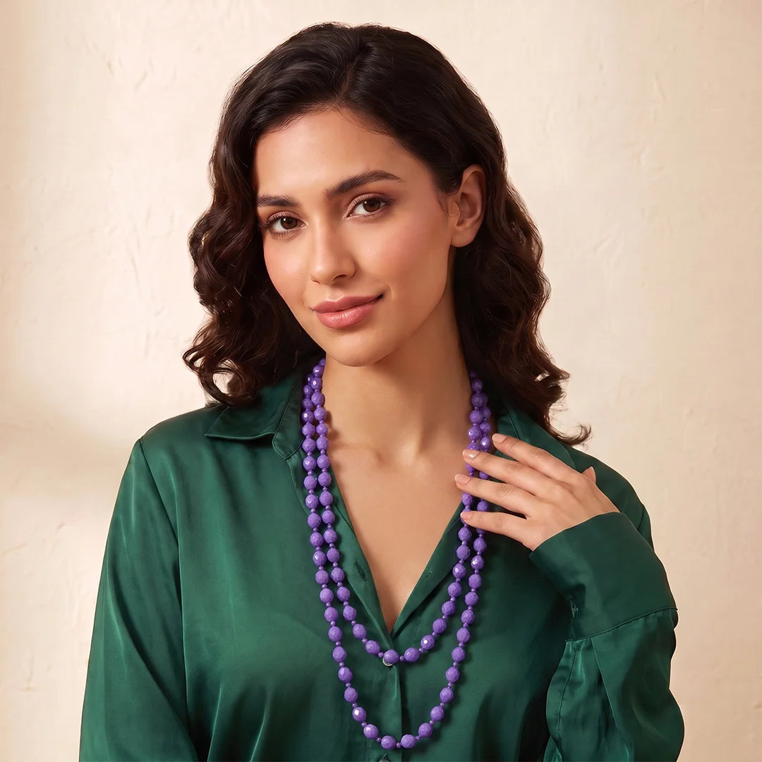 Purple Beads String Necklace