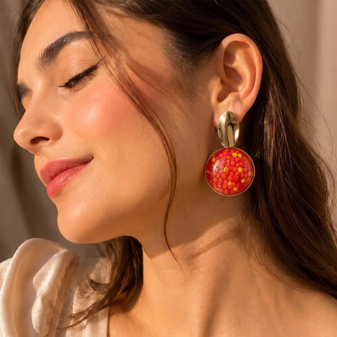 Red Bubble Drop Earrings - Large