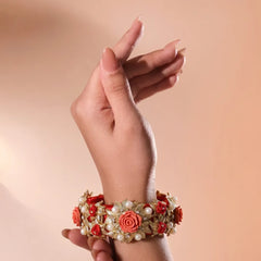 Red Handmade Floral Bangles