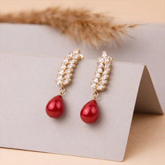 Red Pearl Stone Earrings