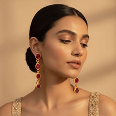 Red Stone Kundan Earrings