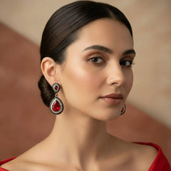 Red Stone Turkish Earrings