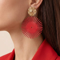 Red Metallic Rays Earrings
