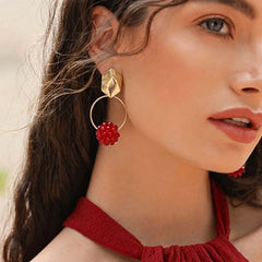 Red Crystal Hoop Earrings