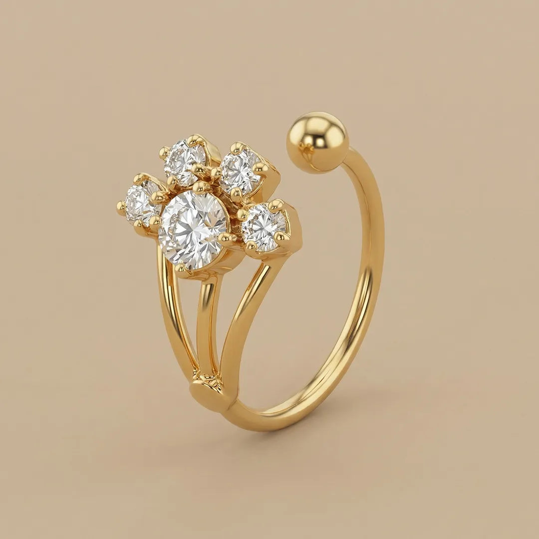 Rhinestone Floral Golden Nose Ring