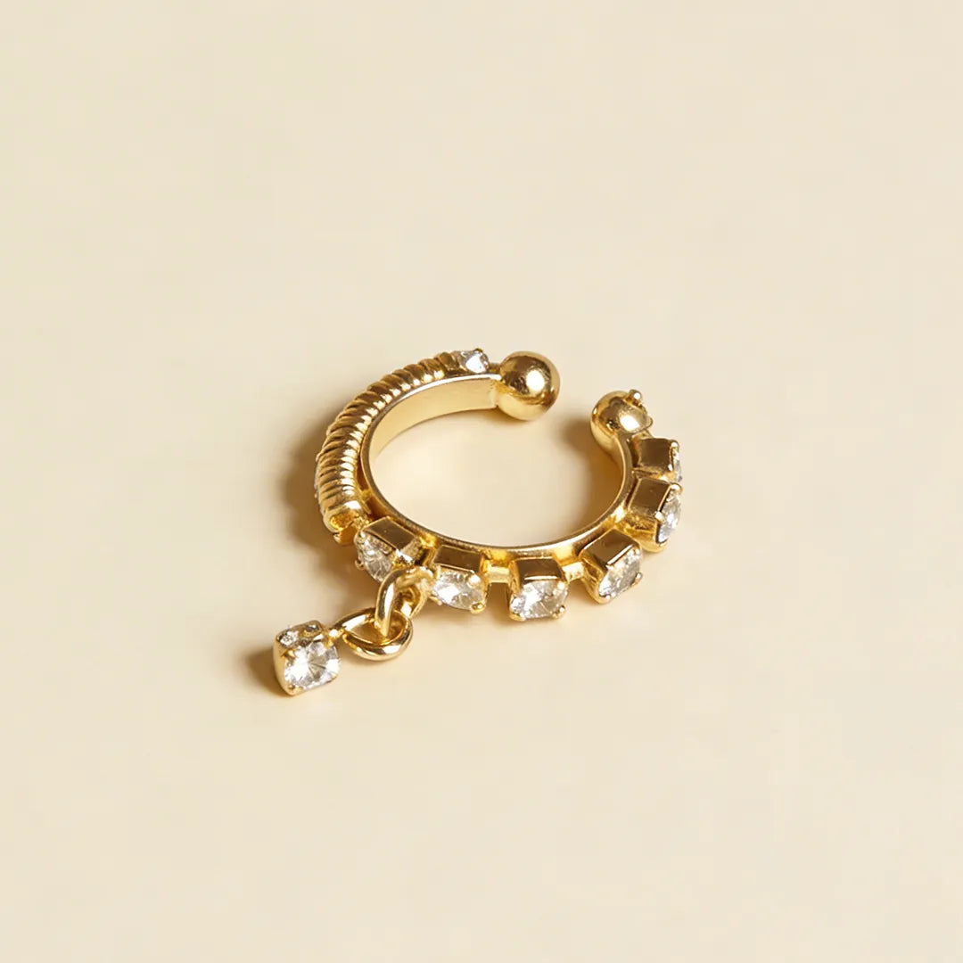 Rhinestone Golden Nose Ring