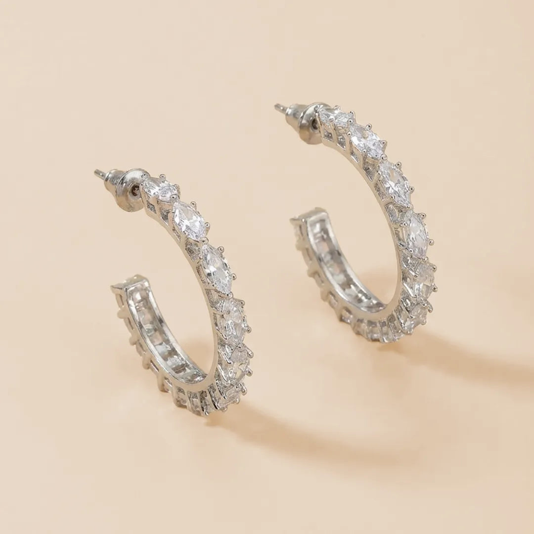 Rhinestone Half Hoop Earrings