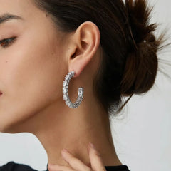 Rhinestone Half Hoop Earrings