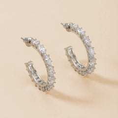 Rhinestone Half Hoop Earrings