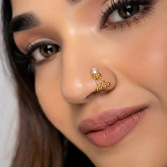 Rhinestone Nose Ring - Golden