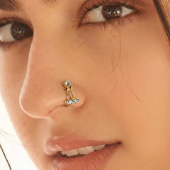Rhinestone Trio Nose Ring - Golden