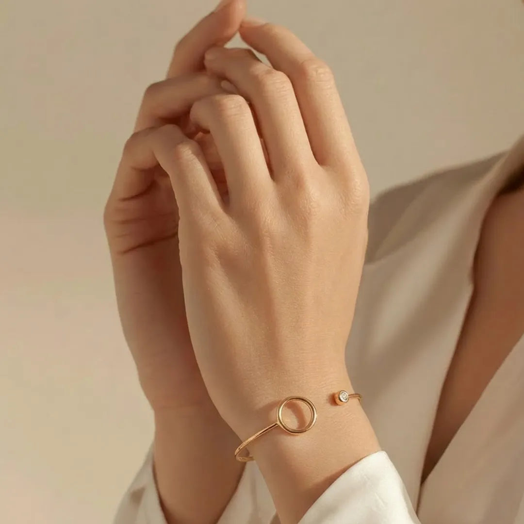 Ring & Stone Golden Bracelet Bangle - Shein