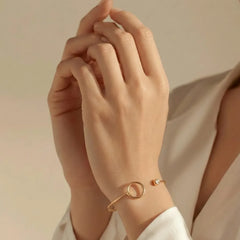 Ring & Stone Golden Bracelet Bangle - Shein