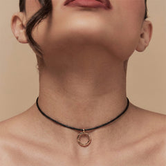 Ring Black String Choker