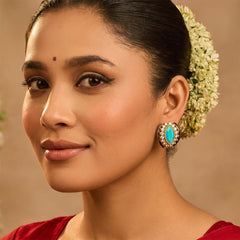SKy Faux Stone Golden Stud Earrings