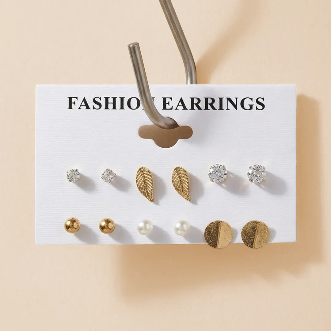 Set of 6 Pair of Studs Earrings