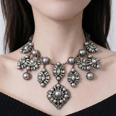 Silver Metallic Pearl Necklace