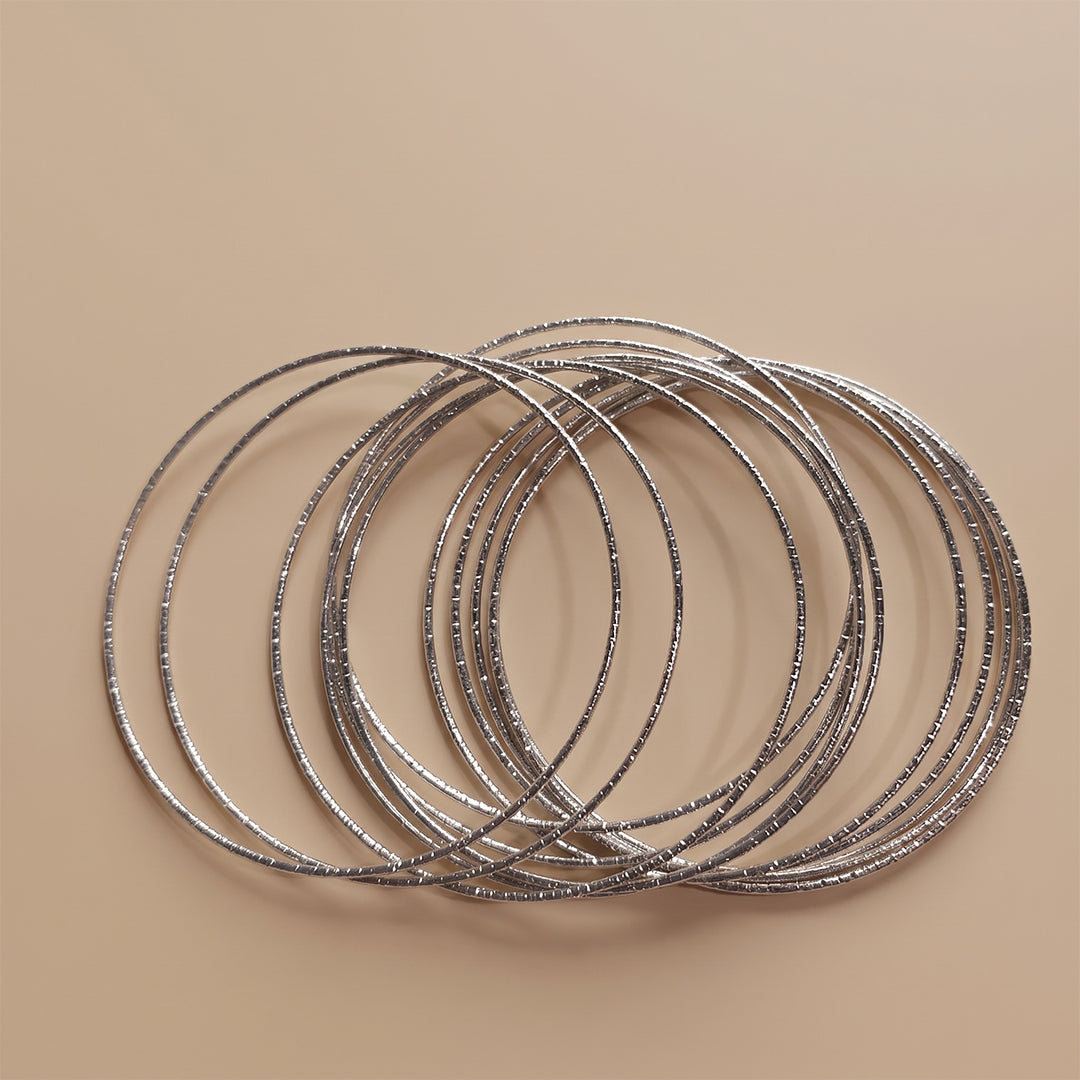 Silver Bangles Set of 12 - Size 2.5
