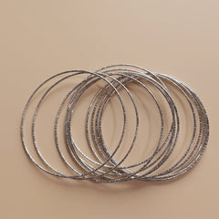 Silver Bangles Set of 12 - Size 2.5