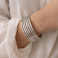 Silver Bangles Set of 6 - Size 2.7