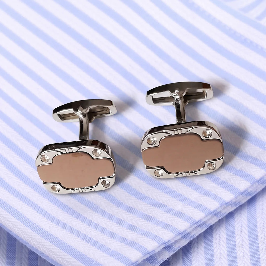 Silver Beige Men's Cufflinks