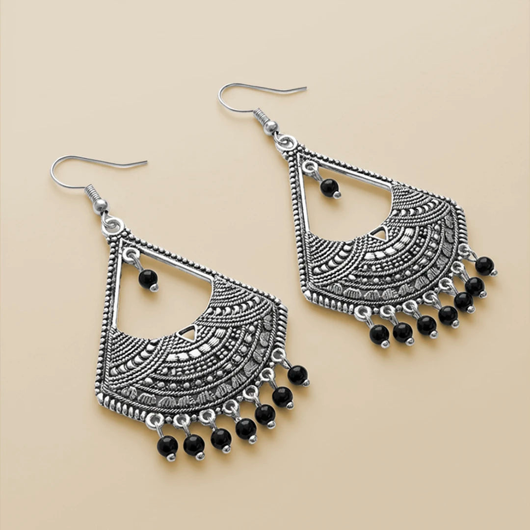 Silver Black Jhumka Earrings
