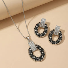 Silver Black Pendant Set