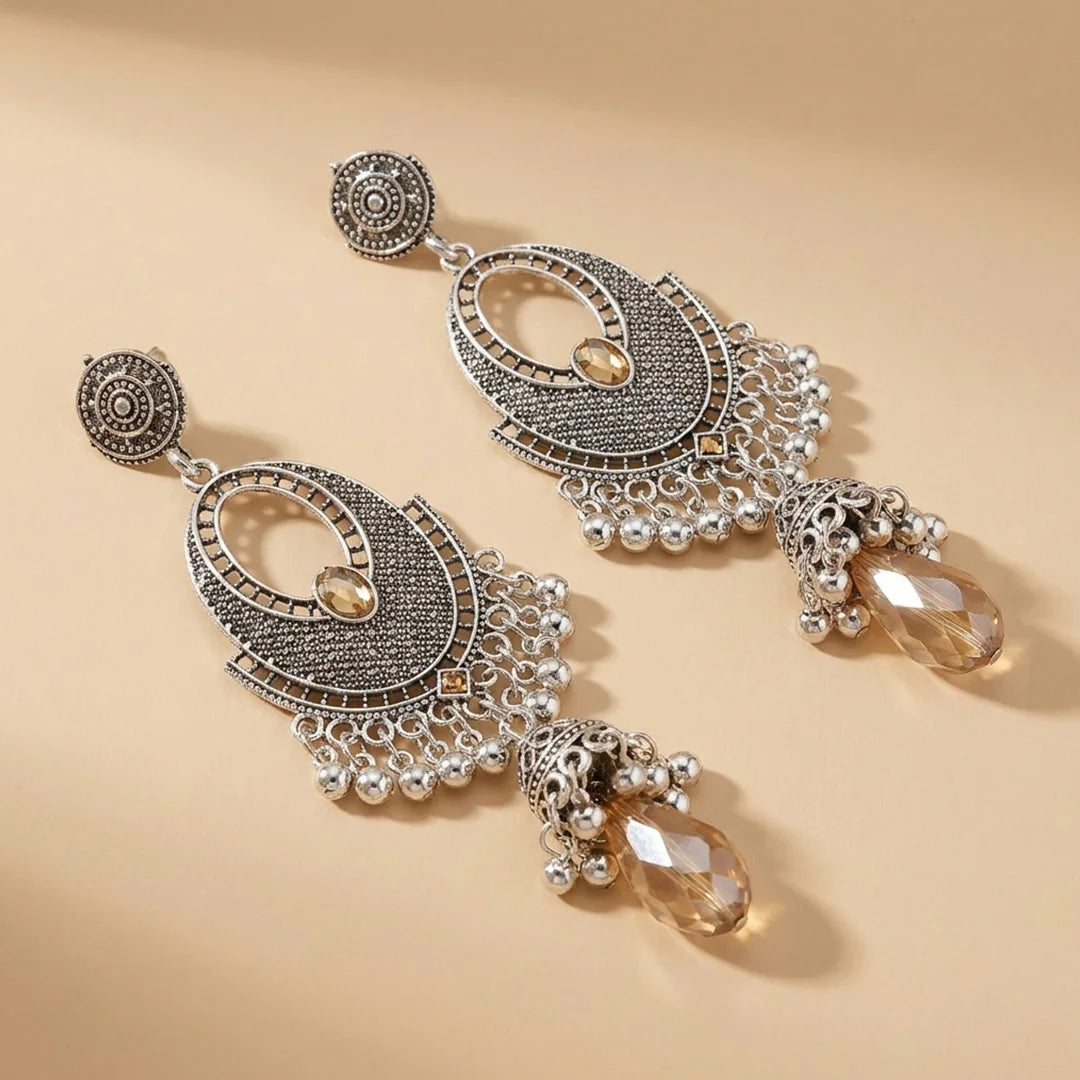 Silver Champagne Jhumka Earrings