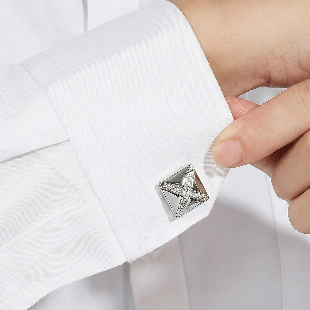 Silver Cross Stone Cufflinks