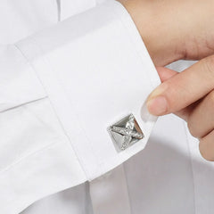 Silver Cross Stone Cufflinks