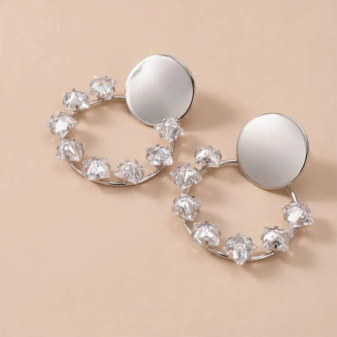Silver Crystal Stone Earings