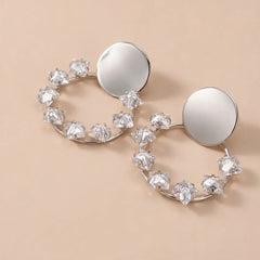 Silver Crystal Stone Earings