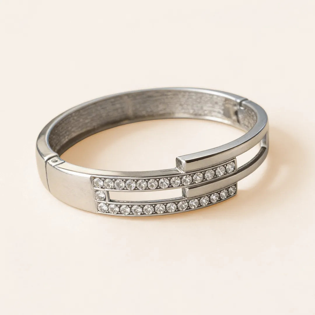 Silver Fuse Rhinestone Bangle