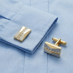 Silver Gold Stone Cufflinks